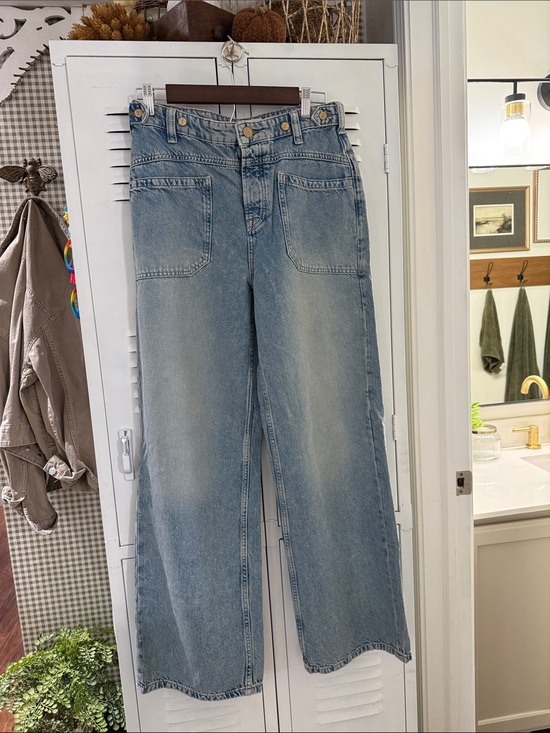 Free People Denim - Free People Light Blue Wide-Leg Jeans with Patch Pockets
